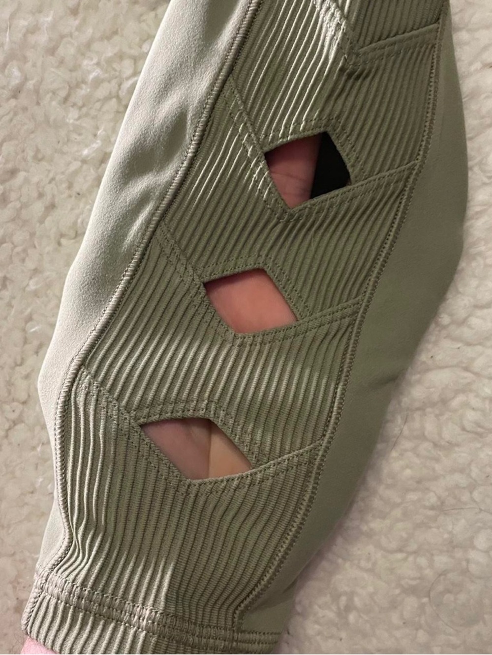 Athleta Olive Sage High-Rise Seam Detail Leggings with Cutout Accents - Picture 4 of 14